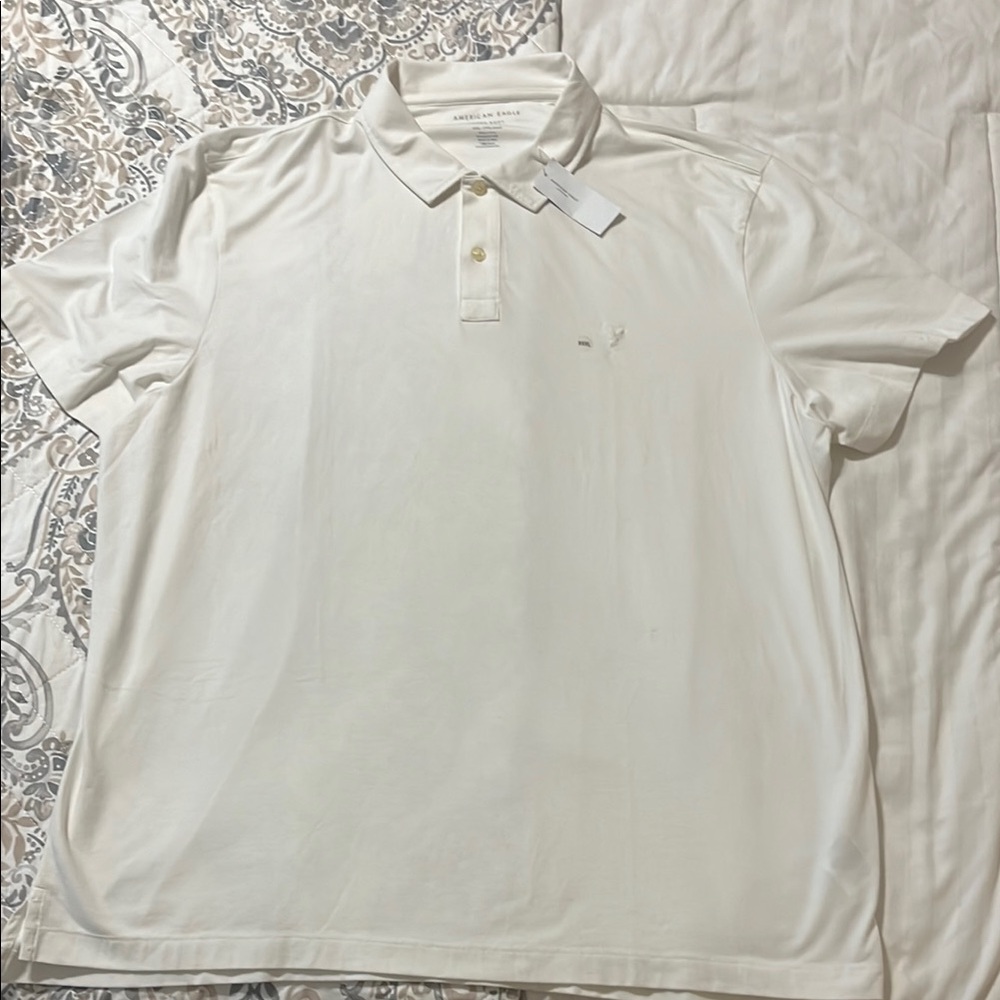 American Eagle Outfitters White Polo Shirt Classic Style